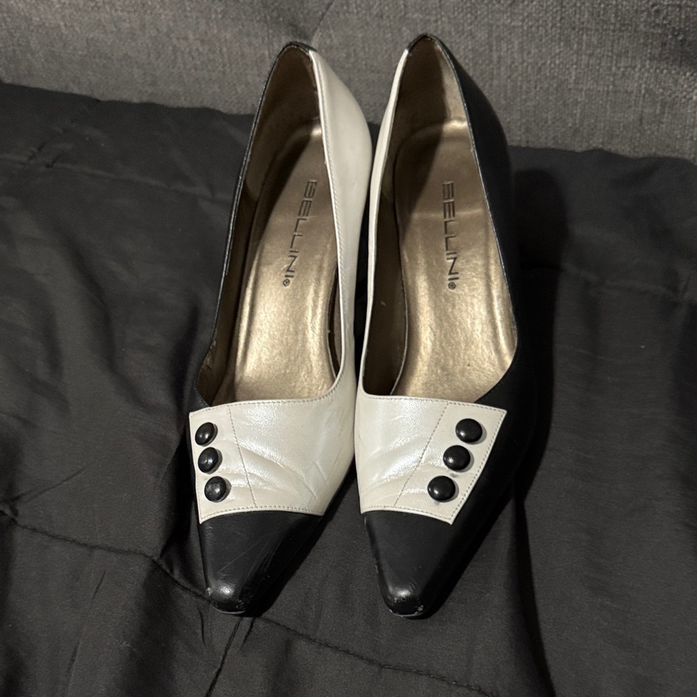 Bellini Two-Tone Black and White Heels